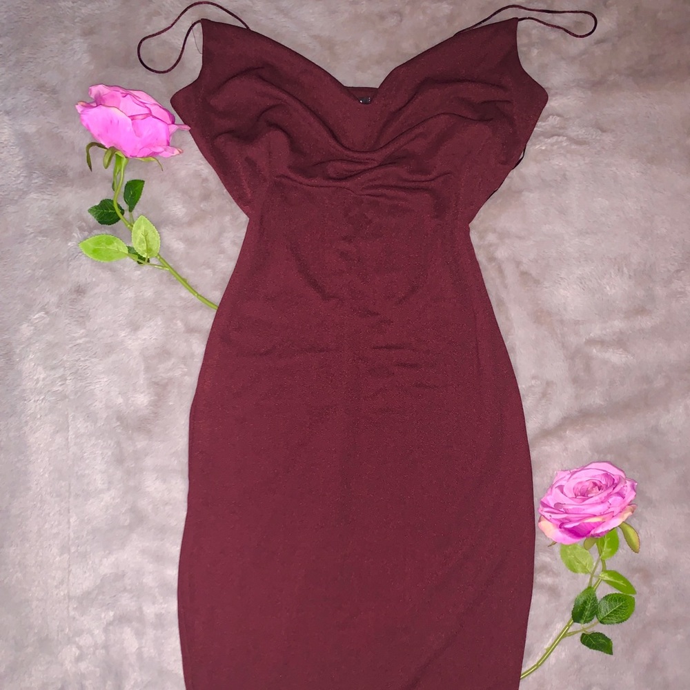 Burgundy Bodycon Midi Dress